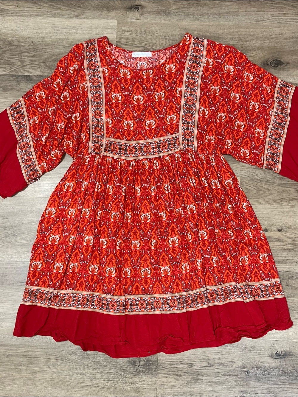 Red Patterned Boho Dress